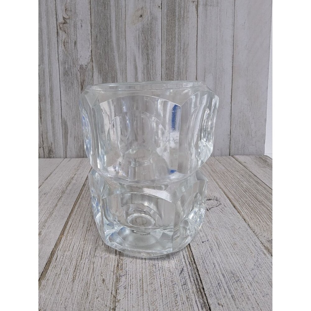 Elements Crystal Art Glass Candle Vase Czech Republic Cubist Style 4 1/2” Heavy